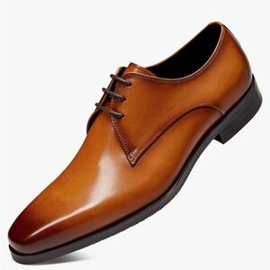 New Men’s Brown Leather Oxford Dress Shoes sz 7 / 38